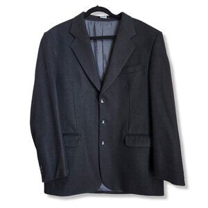 EMUO BRUZZI ITALY Men’s 42R Wool Cashmere Blazer suit jacket black 3‎ button